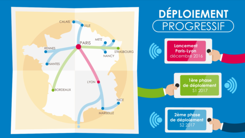 Bonjour,Le déploiement du service TGV Connect est en test sur la ligne Paris Lyon et sera déployé progressivement en 2017.Pour en savoir plus rendez vous sur : http://www.sncf.com/fr/tgv-connect-internet